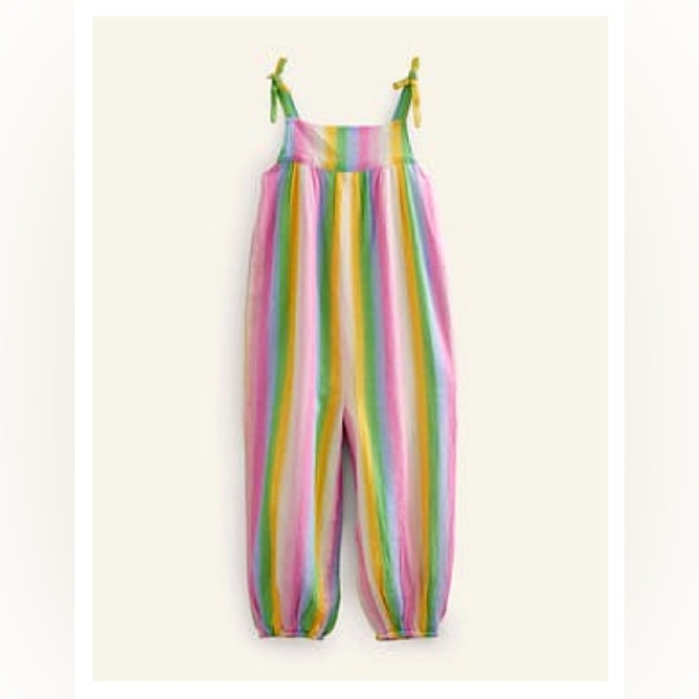 Mini Boden woven Striped Jumpsuit colorful play jumper